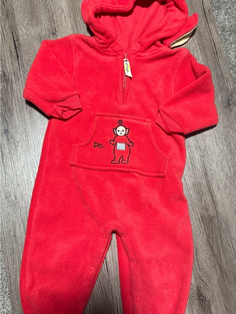 Teletubbies Cozy Red Hooded Fleece One-Piece for Kids